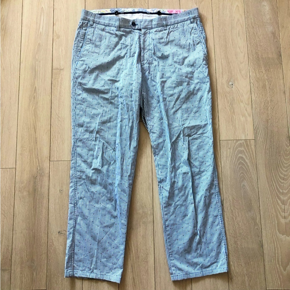 Hiltl Dot Stripe Dress Pants in Light Blue Made in Germany Size 52 / US Size 36